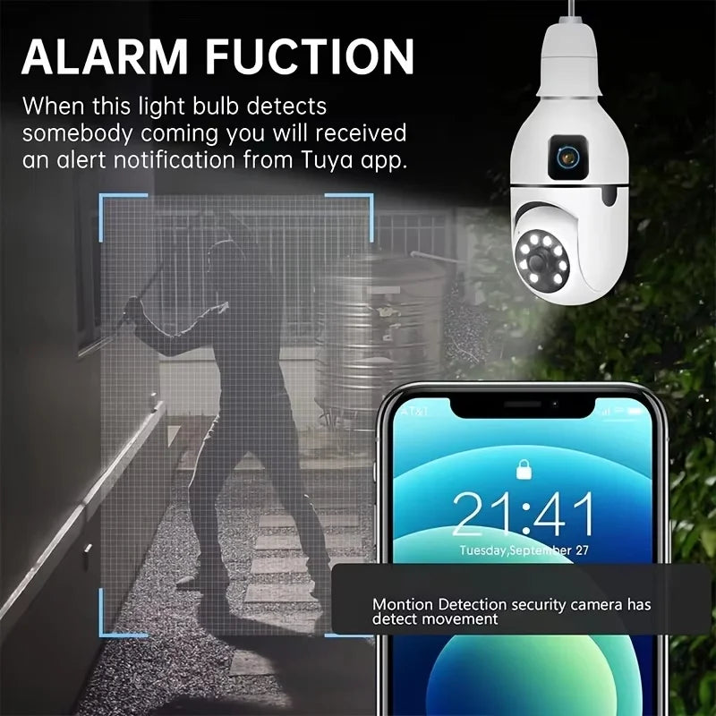 8MP E27 Bulb Surveillance Camera Wifi Camera Dual Lens Security Wireless Baby Monitor Two-way Automatic Human Tracking Monitor