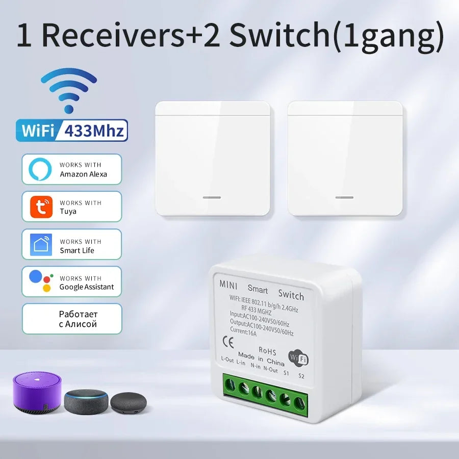 Tuya Smart WiFi Switch Smart Home Wireless RF 433mhz Smart Switch Wall Switch Smart Life APP Voice Control Via Alexa Google Home