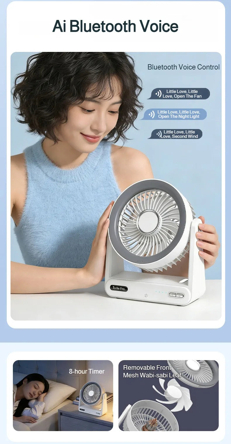 Smart Voice Control Desk Fan with Timer Wall Mountable Mini Circulation Fan for Home and Office Use