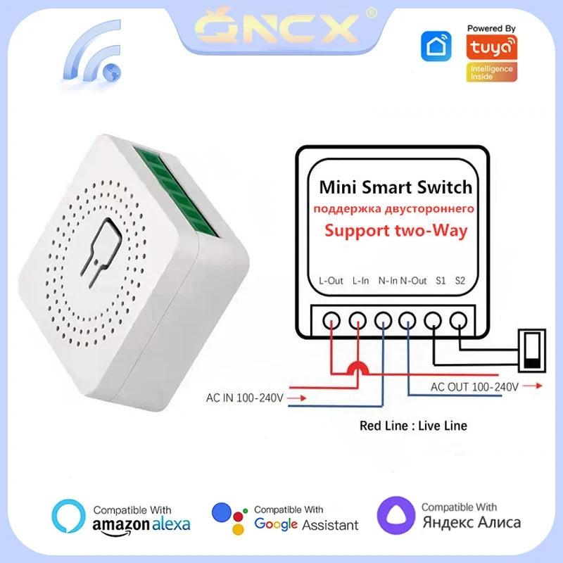 Tuya Mini Wifi Smart Switch Module Support 2 Way Control Smart Home DIY Switches Smart Life APP Alexa Google Home Voice Control
