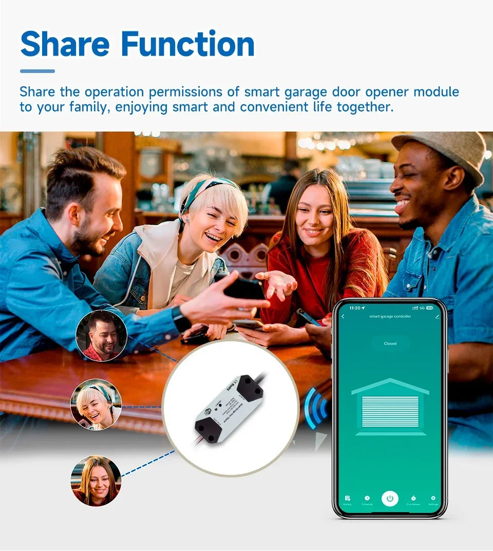 Tuya WiFi Switch Smart Garage Door Opener Controller Smart Home Module Smart Life APP Remote Control Supports Alexa Google Home