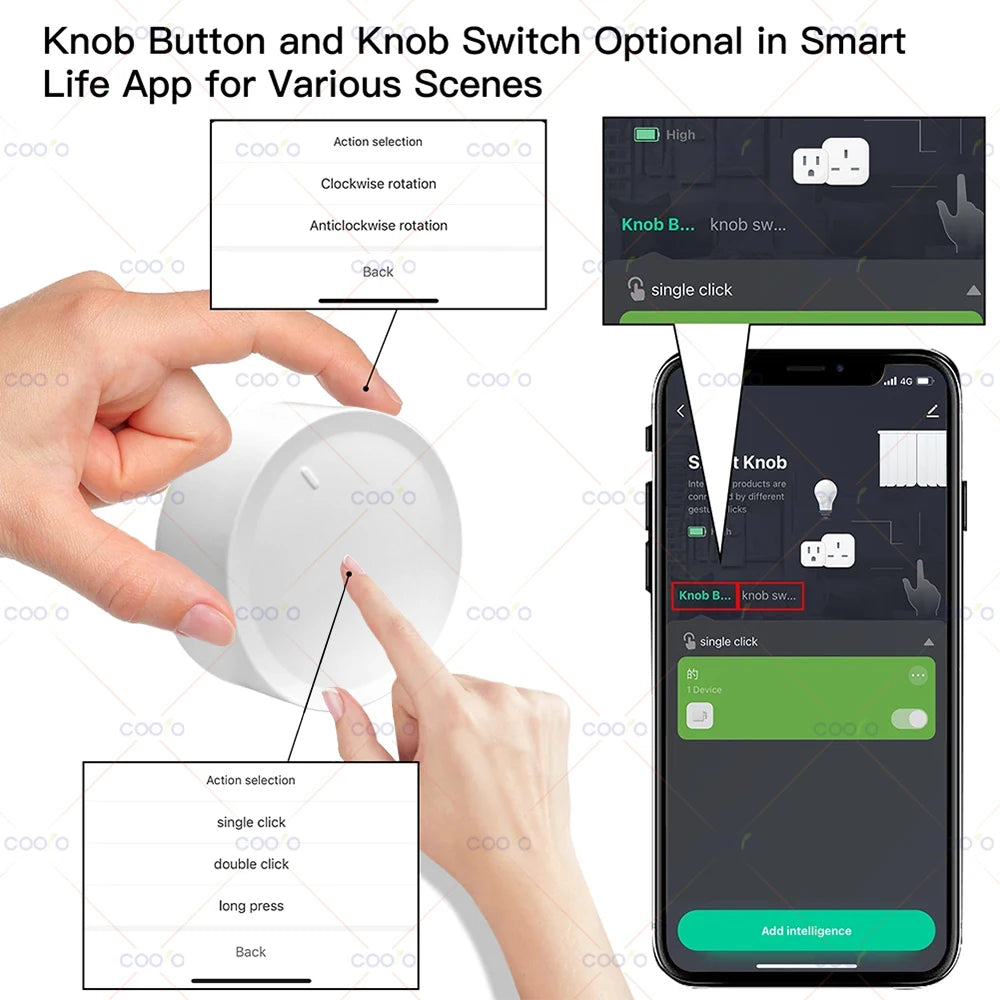 Tuya ZigBee Smart Knob Switch Wireless Scene Button Rotatable Dimmer Controller Switch Home Appliance Automation Linkage Remoter