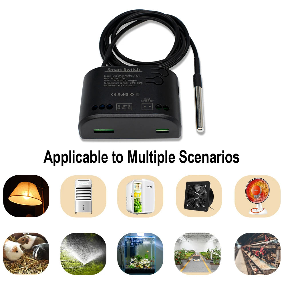 Wifi Temperature Sensor Tuya Smart Wifi Rf433 Intelligent Thermostat Switch 10A Data Monitoring Alexa Google Home Compatible