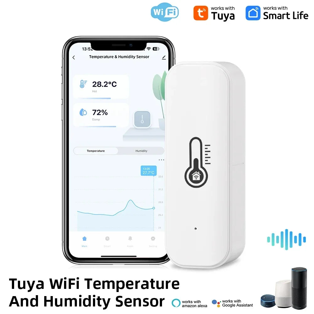 1~10PCS Tuya WiFi Temperature and Humidity Sensor Remote Monitor For Smart Home Work with Alexa Google Assistant