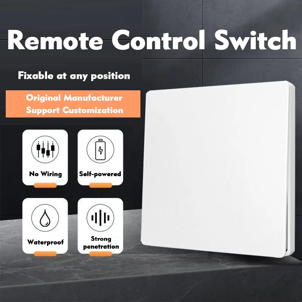 TUYA ALEXA Self-powered Wireless Wall Switch No Battery Required 86Type RF433Mhz Waterproof Switch AC110V 220V for home light