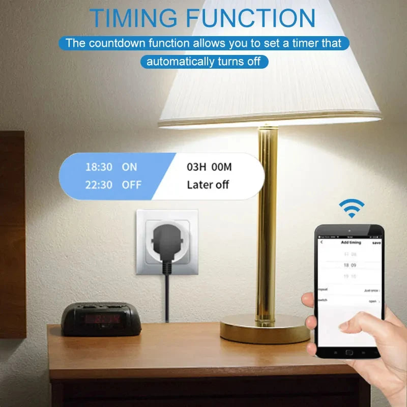 16A/20A Smart Plug WiFi Socket EU With Power Monitor Timing Function  Works With Tuya Smart Life APP Control Alexa Google Home