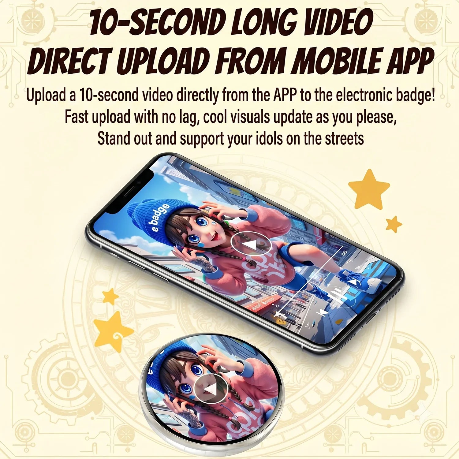 DIY Electronic Badge JPG GIF Video Dynamic Display Badge Anime Digital Display Badge Phone APP User-defined Picture Badge