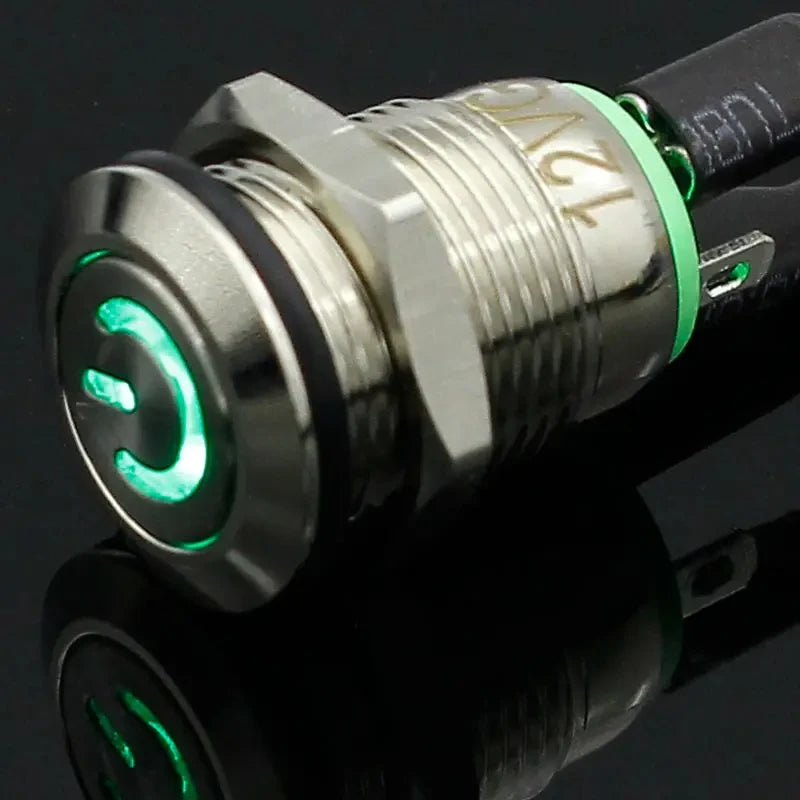 1PC 12mm 3V 5V 12V 220V Angel Eye Aluminum Metal LED Power Push Button Switch Self-reset Metal Switch Normally Open