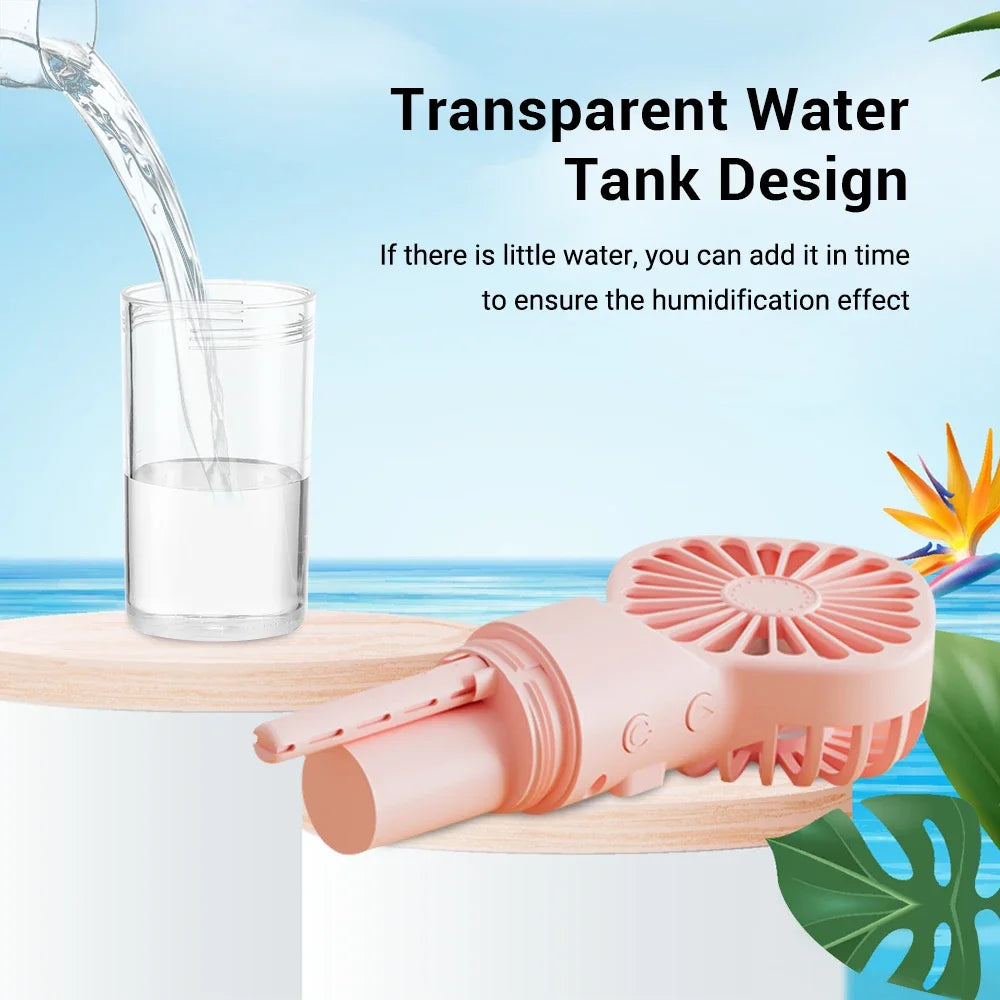 Portable Misting Fan 4 Speed 800mAh Type-C Rechargeable 20ml Water Tank Humidifier Mist Cooler Fan for Home Office Outdoor Trave