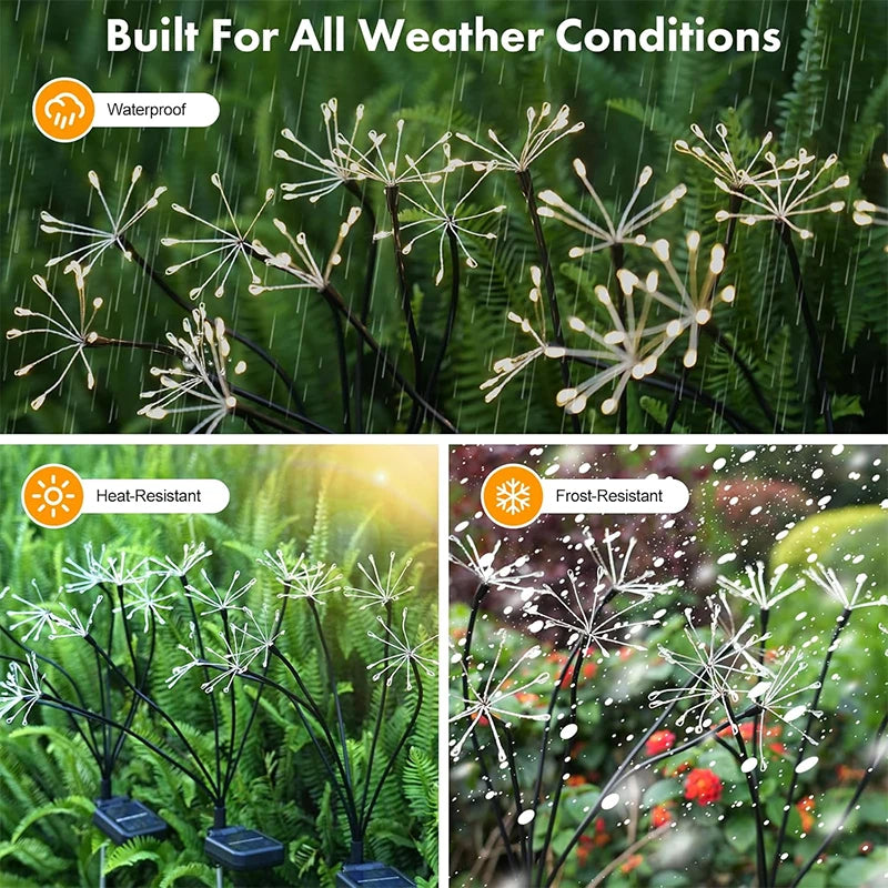 Solar Garden Light, Swaying Starburst Lights, Waterproof Outdoor Lamp, Yard Patio Pathway Decoration Warm White