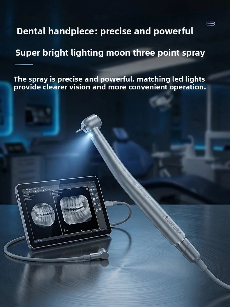 LED Light Dental High Speed Handpiece Ceramic Bearing Cartridge Rotor Push Button Air Turbine Triple Water Spray B2 M4 2/4 Holes