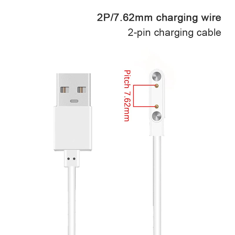 2 Pin Strong Magnetic USB Charge Cable Black/White Universal Smart Watch Charging Line Cord Rope Compatible With Various Devices