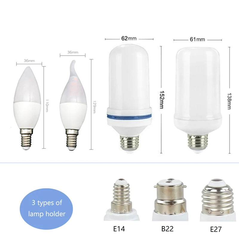 E27 LED Flame Lamp Flickering Fire Simulation Light Bulb E14 Dynamic Flame Effect Candle Light Creative Home Festival Decoration