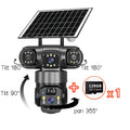 15MP IP Wifi Camera Wireless Solar Camera PTZ 3 Lens Outdoor Waterproof 10X Zoom Night Vision PIR Human Detect Security Camera