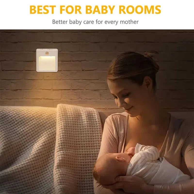 LED Night Light EU US UK AU Plug In Smart Motion Sensor Light Wall Lamp for Home Aisle Hallway Stair Kitchen Bedroom Night Lamp