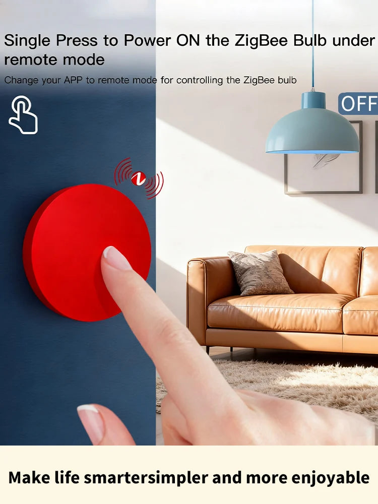 Smart Button Scene Switch 3-Actions Wireless Button Zigbee Smart Life App Remote Control For Google/Alexa Wait Voice Home Office