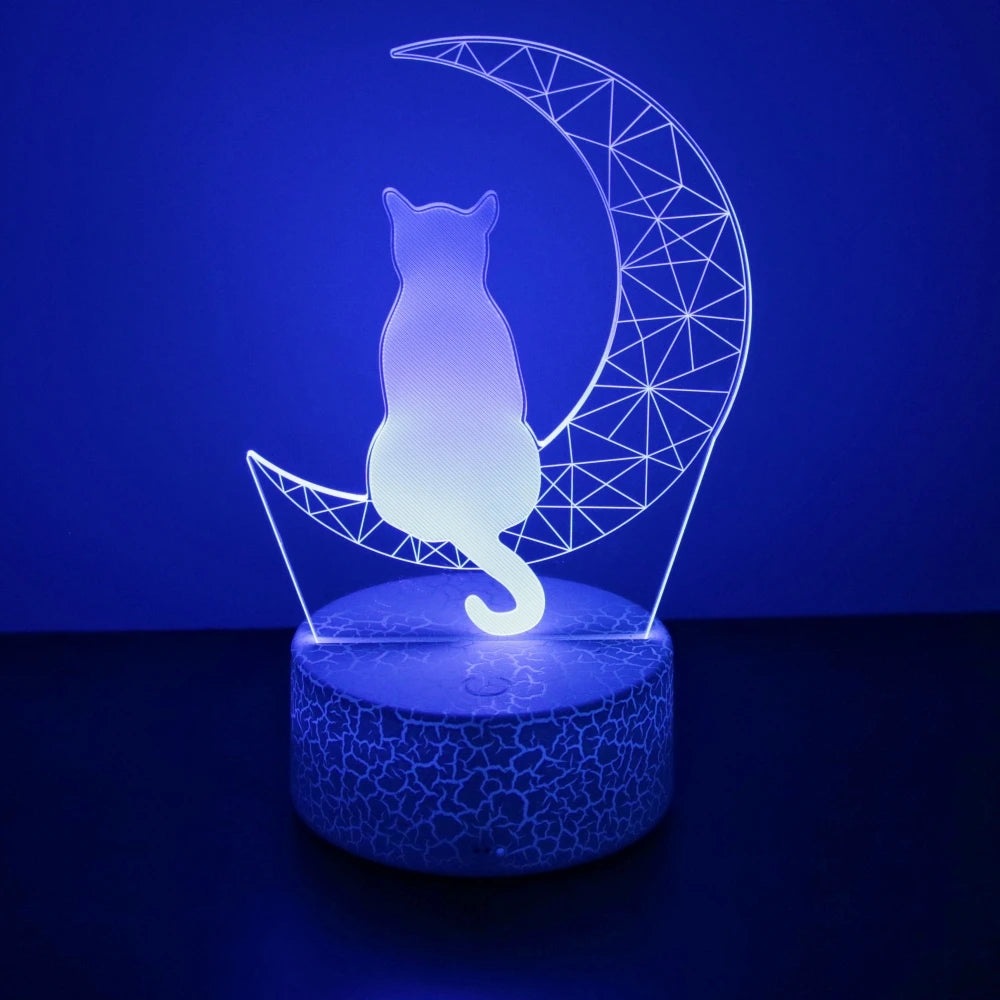 Cute Cat 3D Lamp LED Night Light Table Lamps Nightlight for Children's Lights Smart Touch Home Bedroom Desk Decor Birthday Gifts
