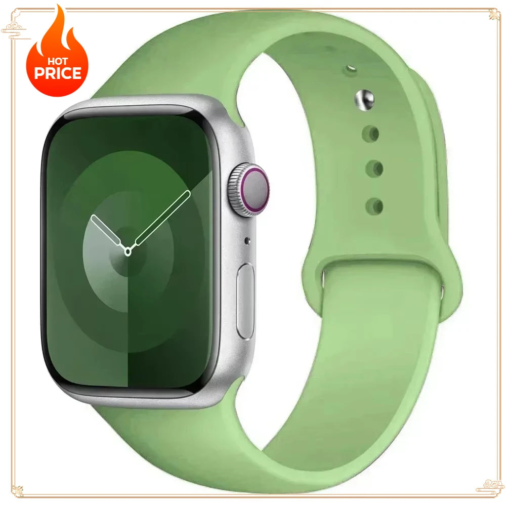 Original Silicone Strap for Apple Watch Band 38/40/41/42/44/45/46MM 49mm Bracelet for Iwatch Serie 10 9 7 4 5 6 8 SE Ultra 2 3