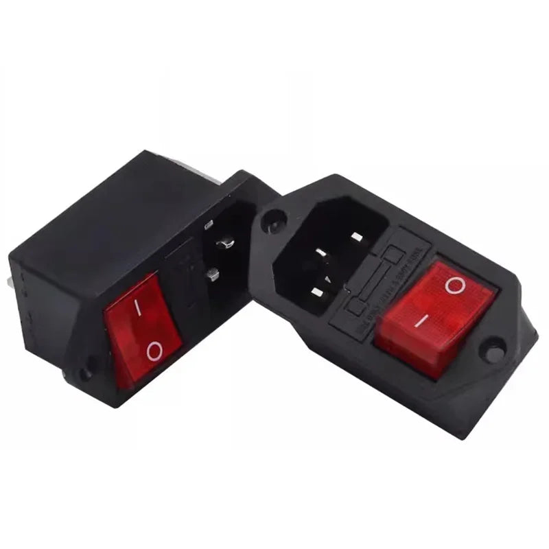 10A 250V 3 Terminal Power Socket with Fuse Holder Rocker Switch AC Power Cord Inlet Plug Socket