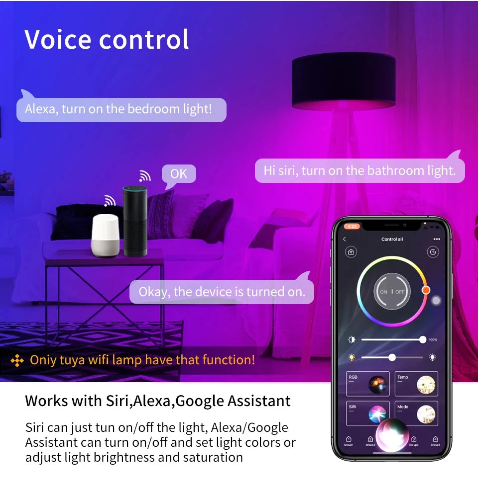 Dohome Wifi Bluetooth Smart Bulb Alexa Led Lamp E27 RGB Smart Light Bulbs Homekit Smart Lamps For Google Assisatnt Smart Life