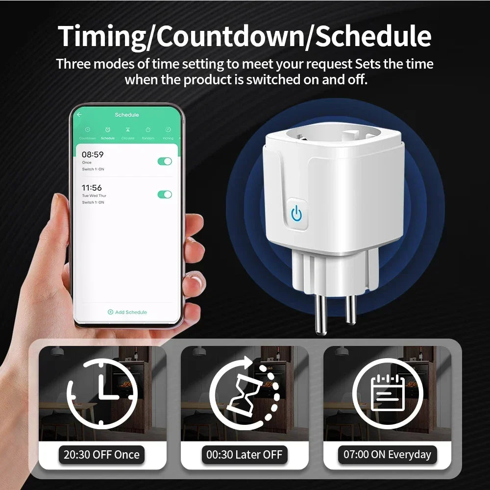 TNCE Tuya Smart Plug WiFi/Zigbee3.0 Socket 16A/20A Power Monitoring Timing Smart Life APP Remote Control Voice Contr Alexa