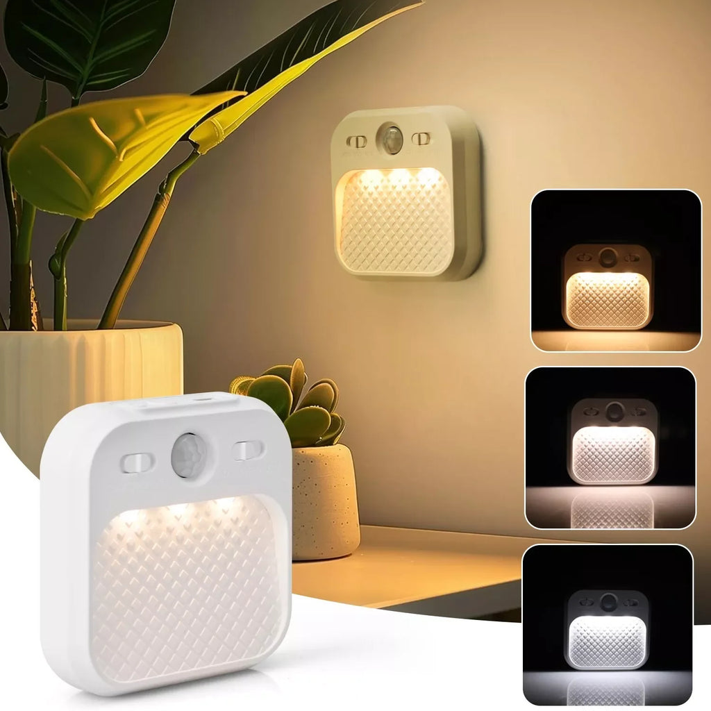 PIR Motion Sensor LED Night Light USB Rechargeable Night Lamp for Bedroom Staircase Hallway Wardrobe Closet Cabinet Lighting