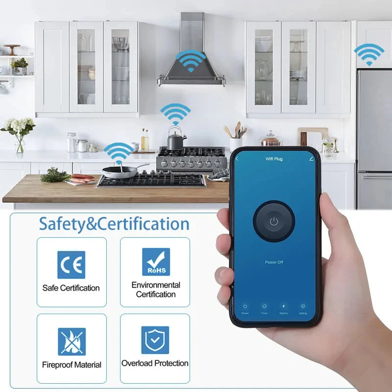 16A/20A Smart Plug WiFi Socket EU With Power Monitor Timing Function  Works With Tuya Smart Life APP Control Alexa Google Home