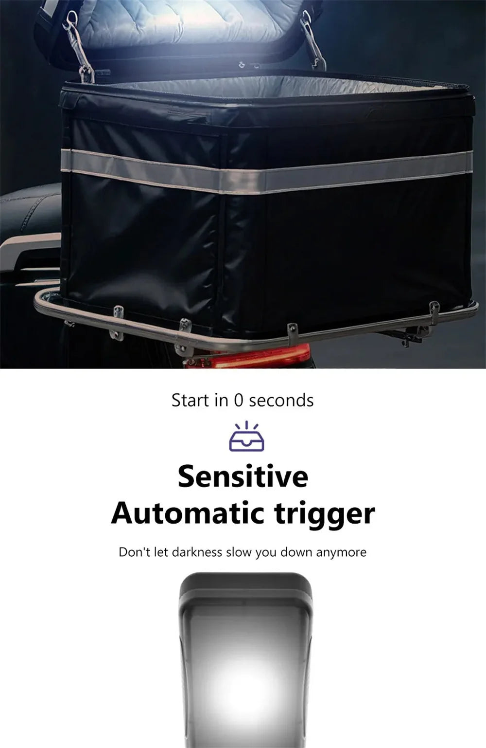 Motorcycle Locomotive Box Sensor Light LED Tail Box Anti-Collision Lamp Convenient Outdoor Fishing Camping Night Light ﻿
