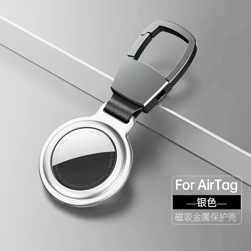 Luxury Metal Magnetic Adsorption Cover For Apple Airtag Locator Protective Sleeve Case For Air Tags Keychain Protector Bumper