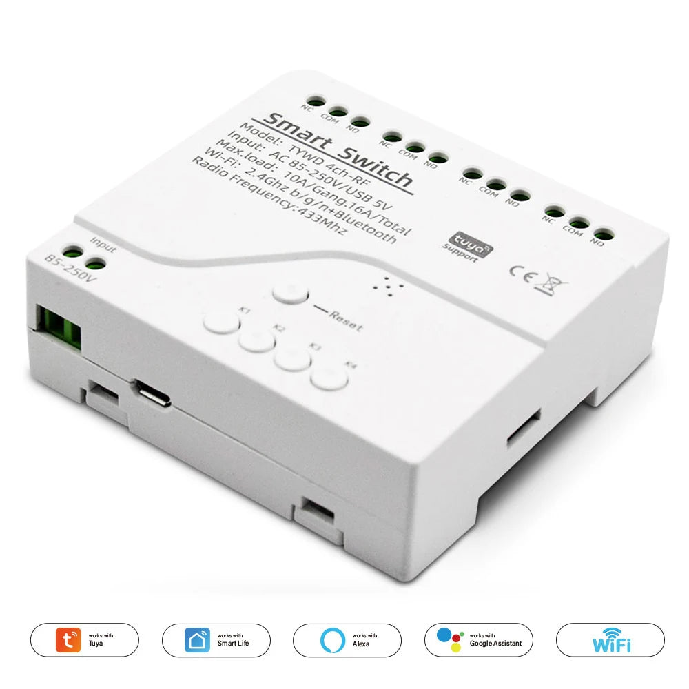 Tuya Smart Wifi Switch Module 12V 32V 220V RF 433 Radio Remote Control 1/2/4 Channels Relay for Alexa Google Home Smart Life