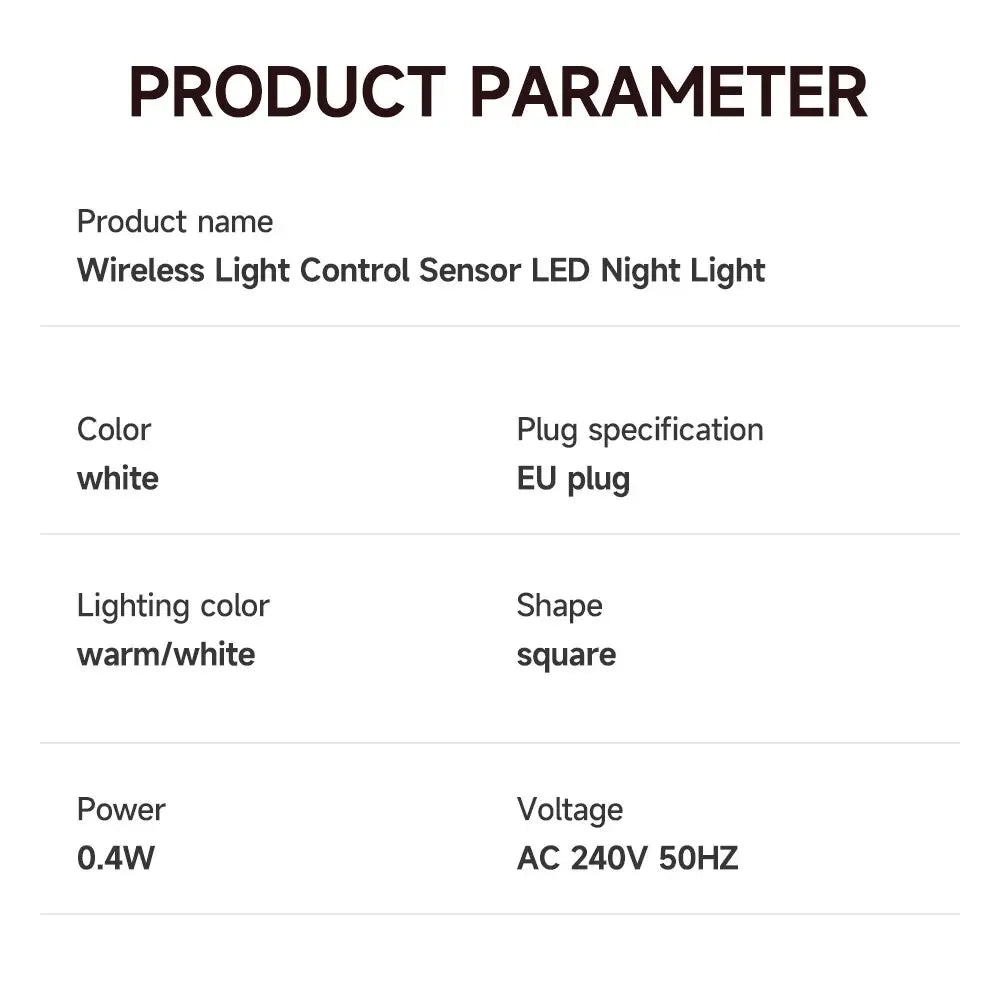 LED Night Light, EU Plug-in Smart Wireless Light Control Sensor Light, 220V Wall Light For Home Corridors, Bathrooms, Hallways