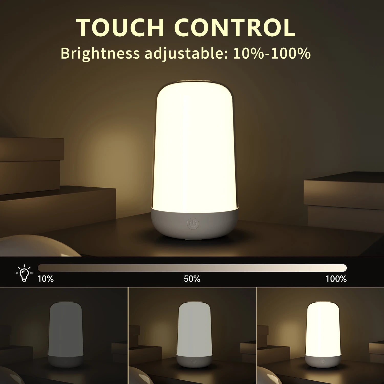 Smart 16 Color LED Table Lamp Touch & Bluetooth APP Control Dimmable Rechargeable Bedside Night Lamp for Room Decor