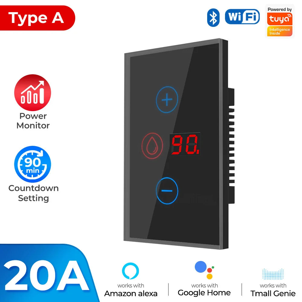 Tuya EU US WiFi/zigbee Smart Water Heater Boiler Switch With Power Monitor Smart Life Control Works With Alexa Alice Google Home
