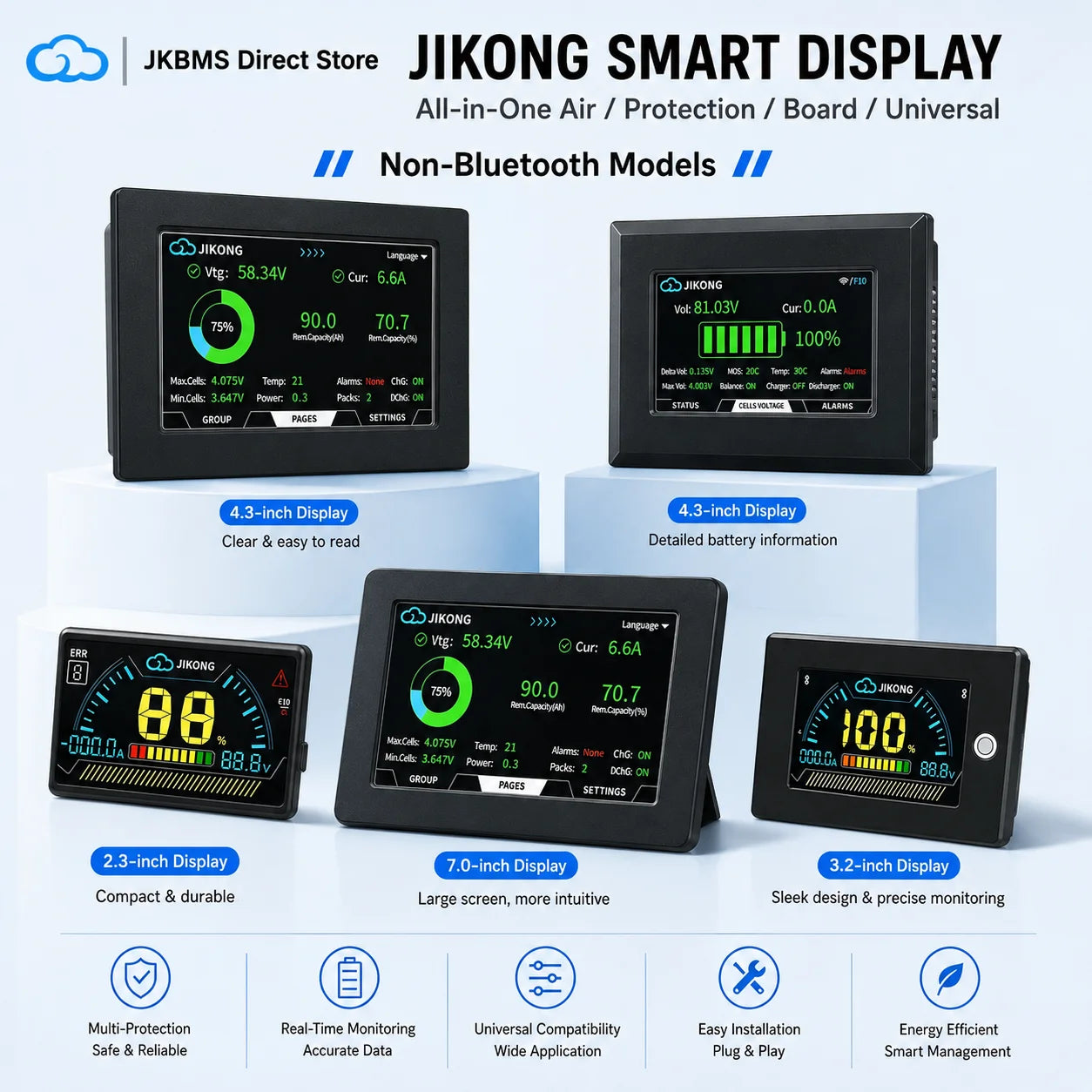 JK BMS Display 3.2 Inch 4.3 Inch LCD Touch Screen Monitor Intelligent Battery Indicator For All JIKONG Smart BMS