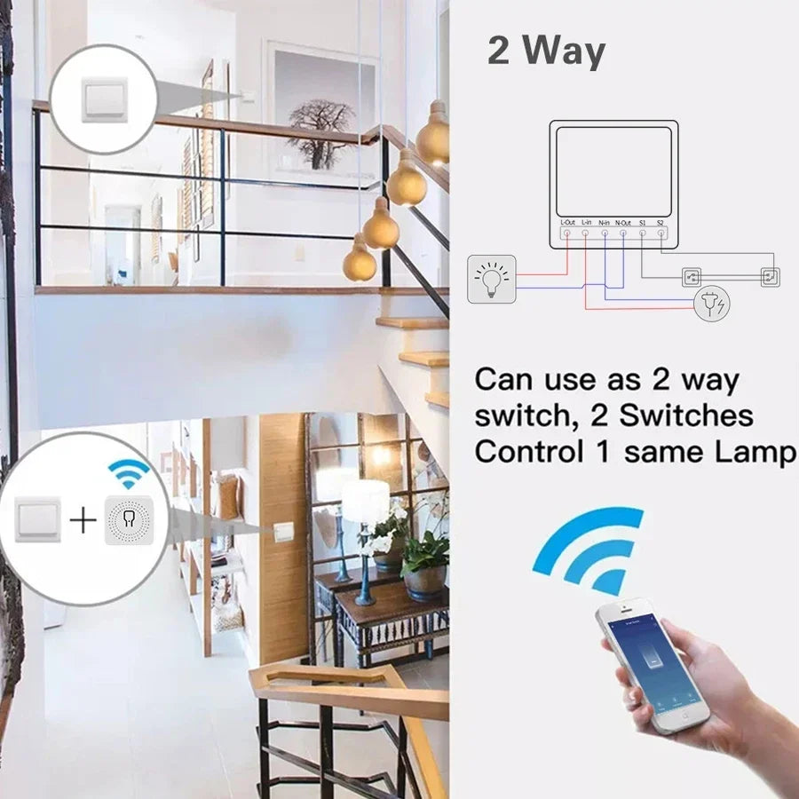 16A 20A Tuya Smart WiFi Switch RF 433Mhz Receiver Breaker Relay Module 2-way Control Smart Life App Remote Alexa Google Home