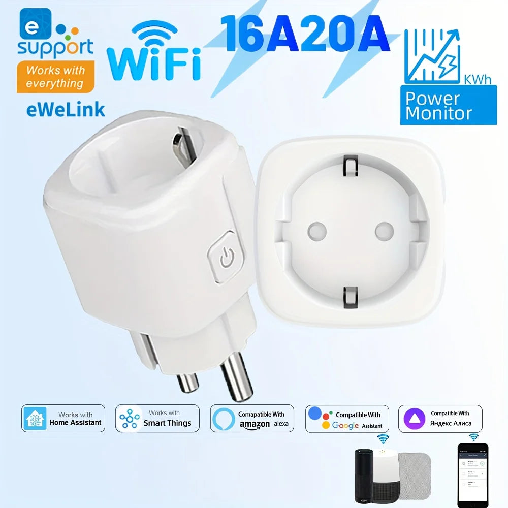 EWeLink Smart WiFi Socket EU Remote Control/Timer Switch/Battery Count Compatible With Google Home Alexa