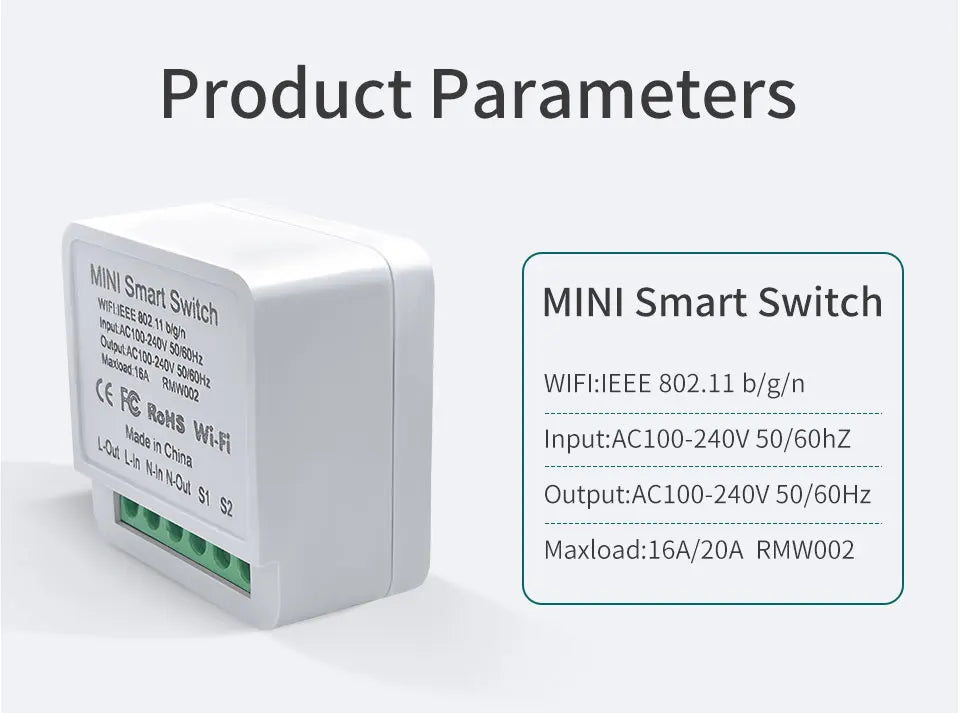20A 16A Mini WiFi Smart Switch Cozylife App Remote Control Timer Support 2 Way Control Automation Module For Alexa Google Home