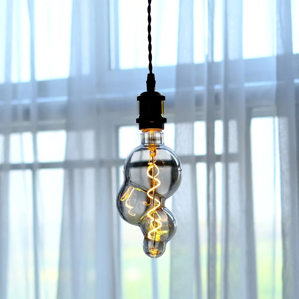 TIANFAN Vintage Led Bulb Small Bubble 4W φ95mm Dimmable 110V 220V Edison Led Filament Decorative Light Bulb E26 E27 Smoke