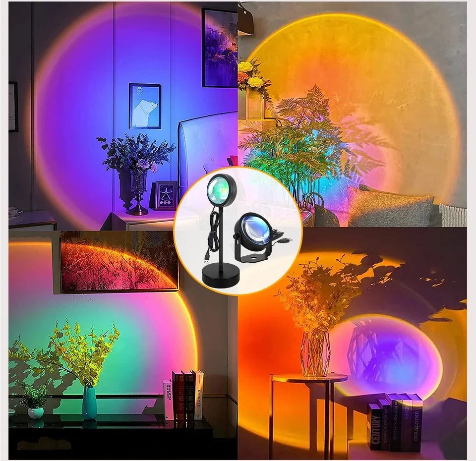 Tuya Smart Led Sunset Projector Lamp Smart Life App IR Remote Control RGB Atmosphere Spotlight Night Light for Party Photography