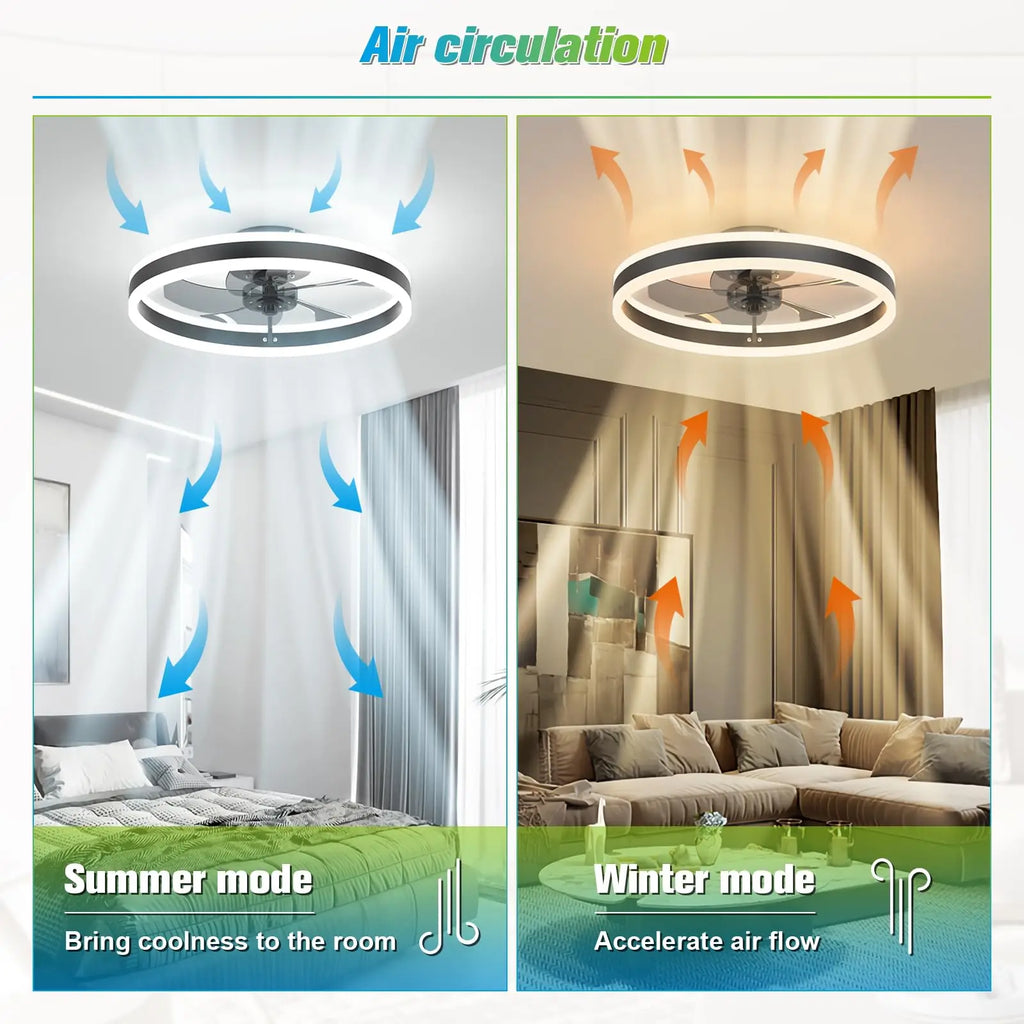 Smart Ceiling Fan with Light Remote Control App LED Dimming 6 Speed Wind Speed Fan Light for Bedroom Silent Fan with Lighting