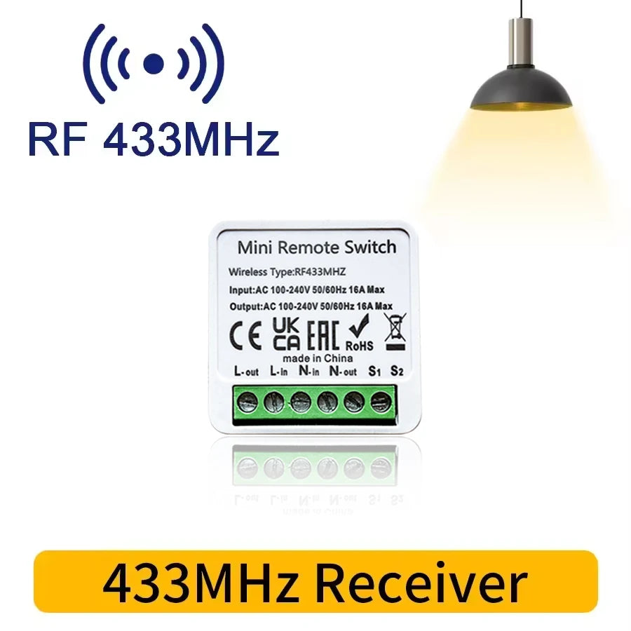 RF 433 MHz Smart Switch Mini DIY Wireless Remote Control Light Switches 16A Relay Receiver Automation Module for Home Led Lamp