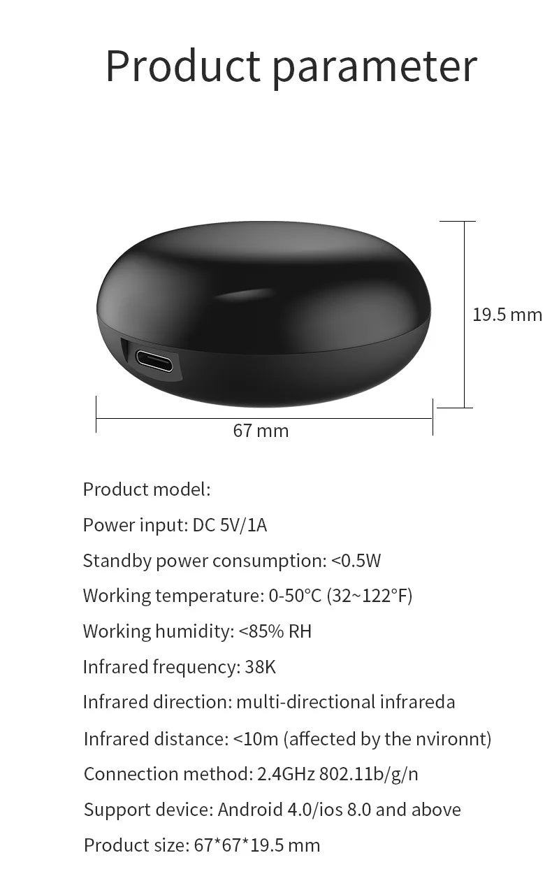 Tuya Smart Universal IR Remote Control Wi-Fi Bluetooth Voice Control for Smart Home TV Air Conditioner
