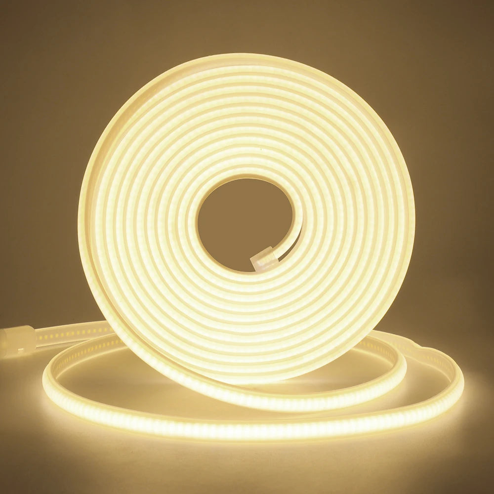 220V Switch COB LED Neon Strip Light 288LED AC EU Power Plug Kit White Pink Red 10 Color Waterproof Flex Tape Home Kitchen Decor