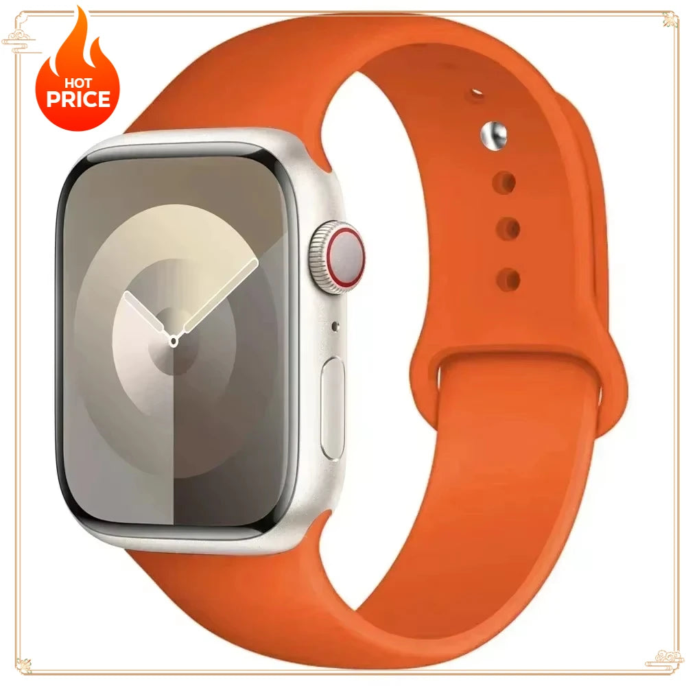 Original Silicone Strap for Apple Watch Band 38/40/41/42/44/45/46MM 49mm Bracelet for Iwatch Serie 10 9 7 4 5 6 8 SE Ultra 2 3