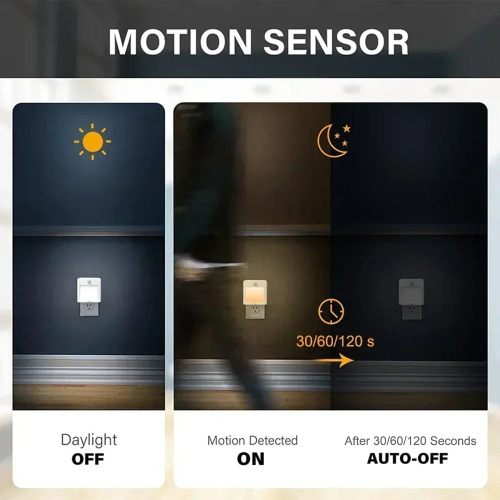 LED Night Lamp Wireless Motion Sensor Light US EU UK AU Plug Sensor Night Lamp Dimmable Lights for Bedroom Corridor Lighting