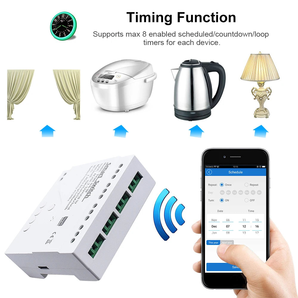 Tuya Smart Wifi Switch Module 12V 32V 220V RF 433 Radio Remote Control 1/2/4 Channels Relay for Alexa Google Home Smart Life
