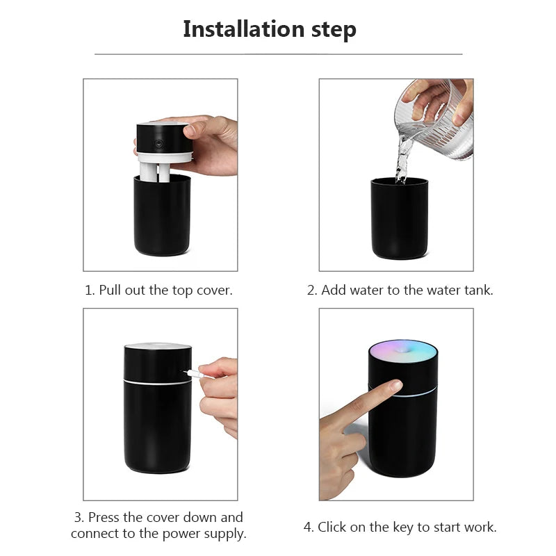 Wireless Portable Air Humidifier USB Rechargeable  Home Car Mini Aroma Diffuser Colorful Essential Oil humidificador Mist Maker