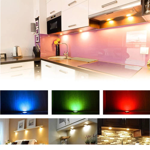 2-9Pcs Homekit WiFi Round RGB LED Under Cabinet Closet Light Furniture Dimmable Wardrobe Lamp 12V Siri Voice Control APP Remote