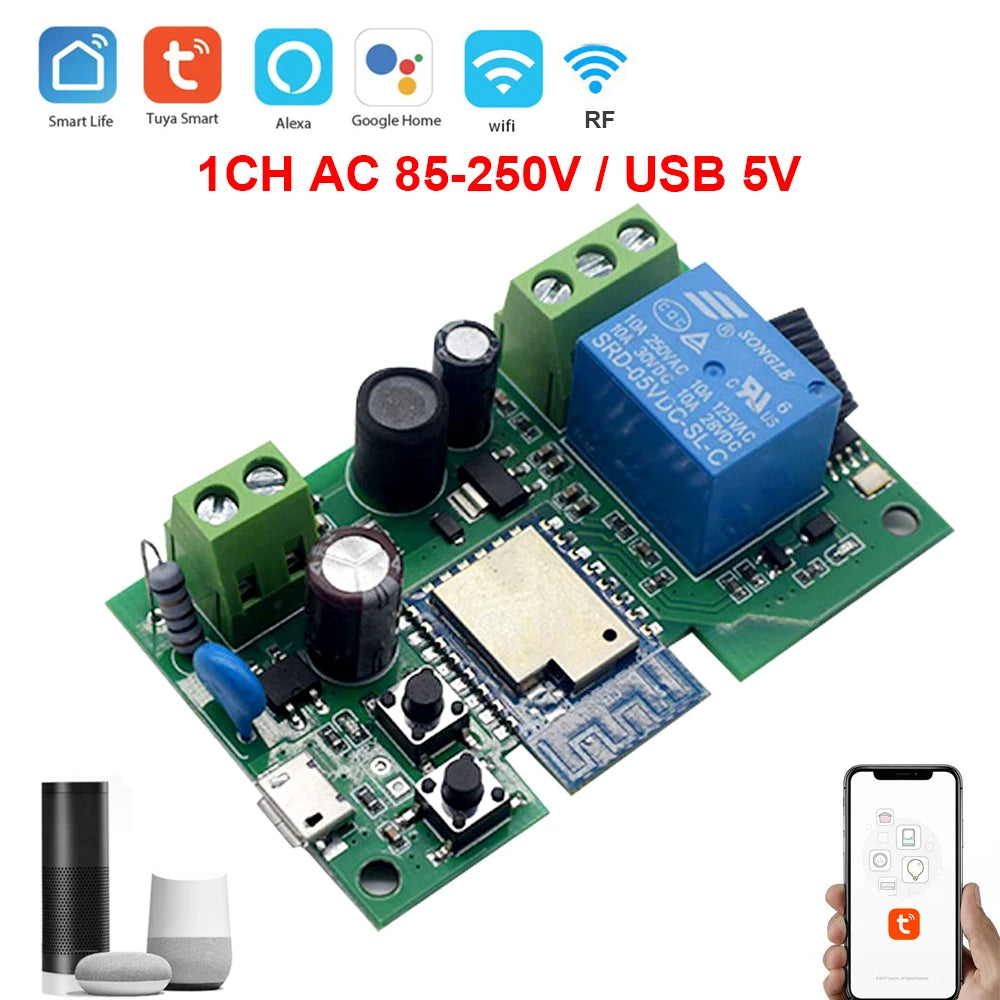Tuya Smart Wifi Switch Module 12V 32V 220V RF 433 Radio Remote Control 1/2/4 Channels Relay for Alexa Google Home Smart Life