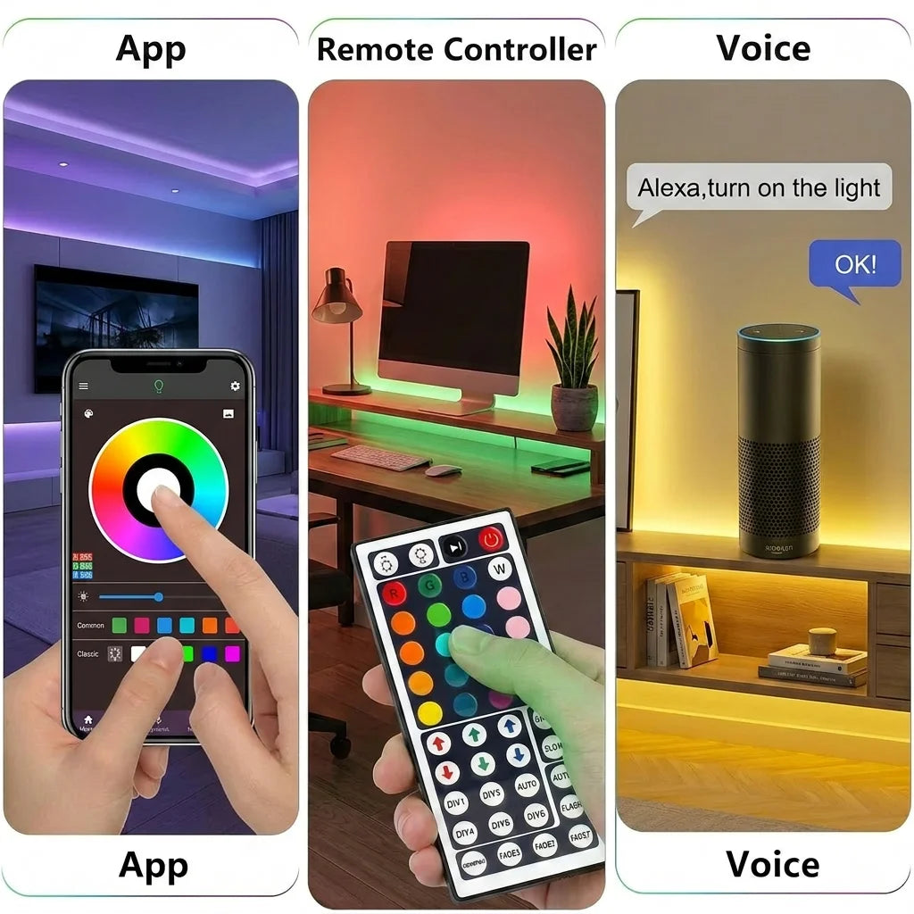 WiFi Bluetooth RGB Led Strip Lights Usb 5V for TV Smart Tape Light Remote Voice Control 5V Flexible Adhesive 18 Leds Light Strip
